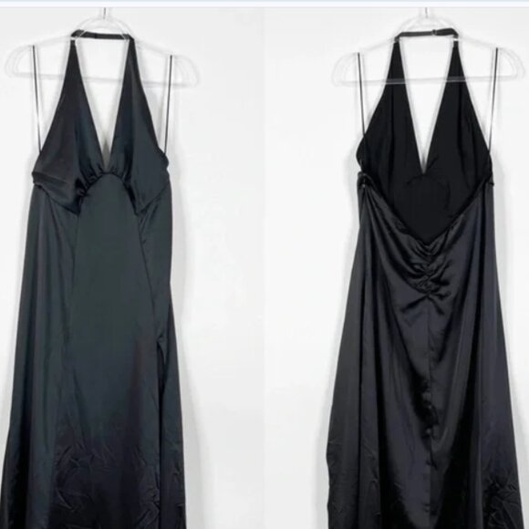 NWT Free people Dance Til Dawn black satin halter dress size Large - Picture 4 of 6